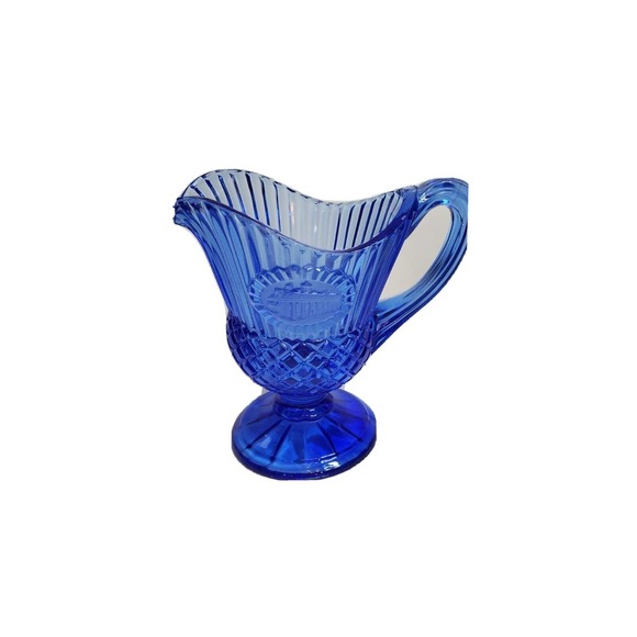 Vintage Fostoria For Avon Mount Vernon Cobalt Blue Glass Pitcher 6” - Picture 1 of 2